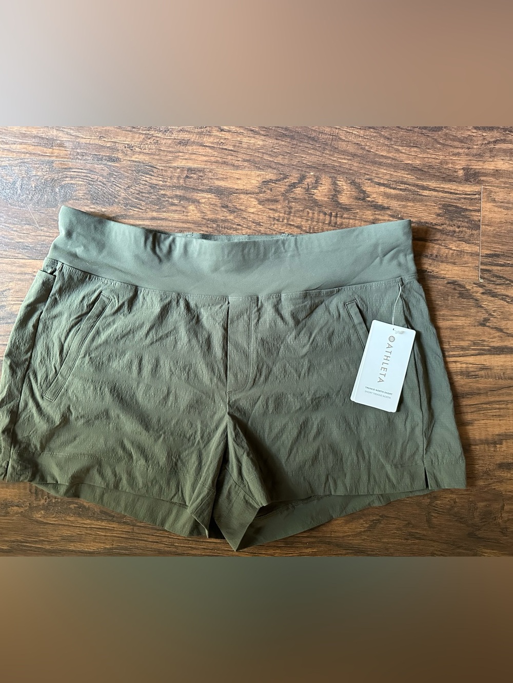 Athleta Olive Green High-Waist Performance Shorts